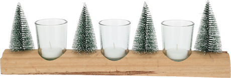 Ensemble de photophores style maison arbres 39x12cm