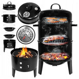 Barbecue à charbon à charbon à la cheminée et 2 grilles grilles noires