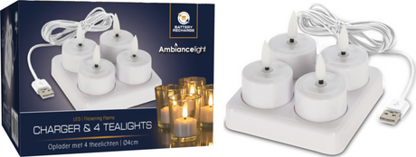 Chargeur de bougies chauffe-plat style maison avec 4 LED pour USB