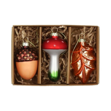 Hbx naturel vivant pendentif de Noël forêt de verre 3 pièces boîte de fenêtre