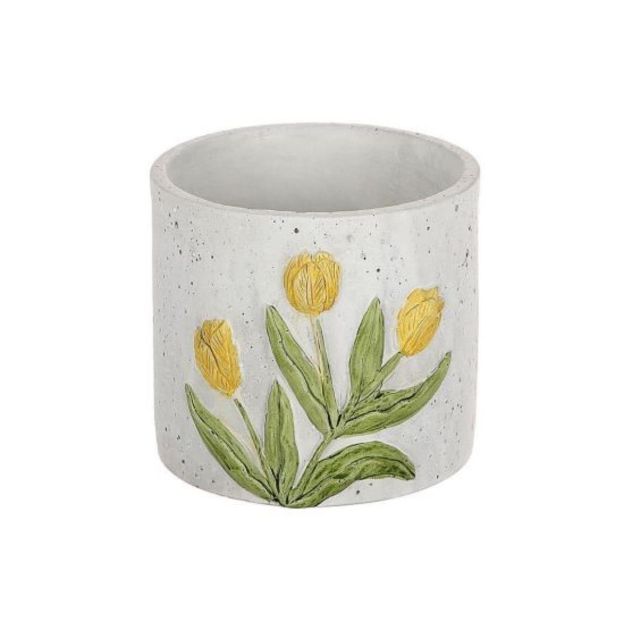 Hbx natural living pot de fleur tulipe jaune ø12,5xh11,3cm