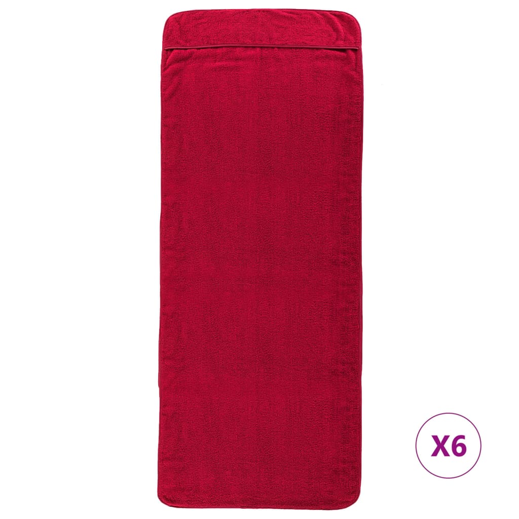 Asciugamani a filo Vidaxl 6 pezzi 400 g m² 60x135 cm tessuto rosso bordeaux rosso