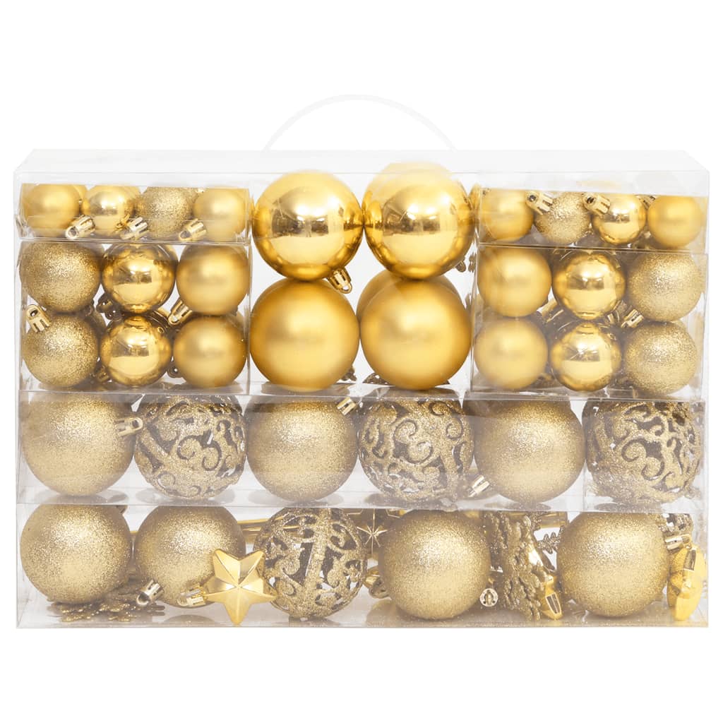 Vidaxl 111-Deel Chrëschtdag Ball Set Polystyreen Gold faarweg