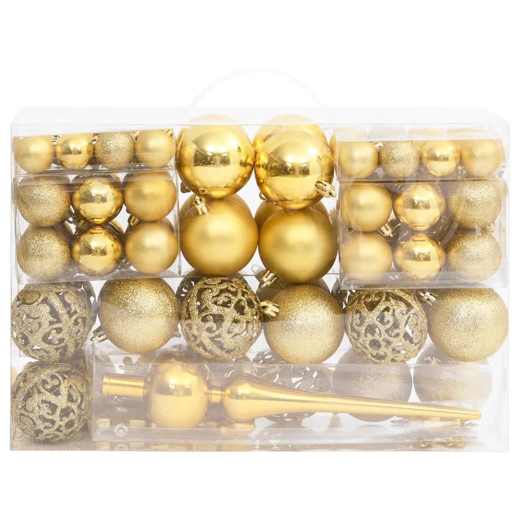 Vidaxl 111-Deel Chrëschtdag Ball Set Polystyreen Gold faarweg