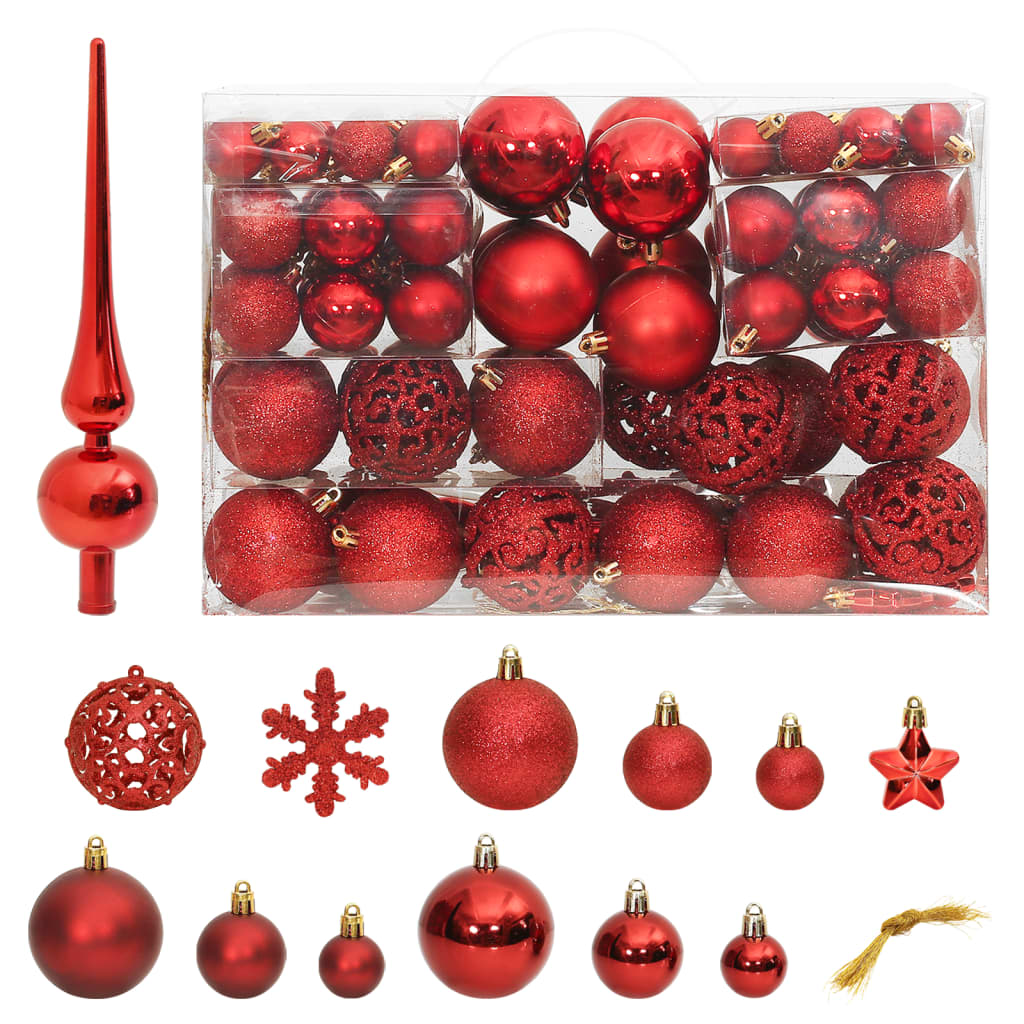 VIDAXL 111-TEIL-Weihnachtsball-Set Polystyrolrot