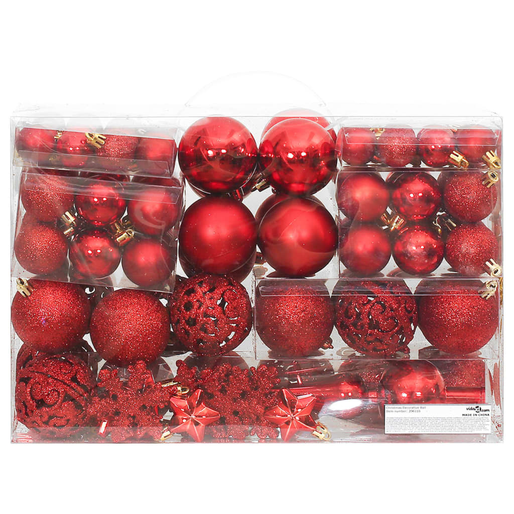 Vidaxl 111 partes Bola de Navidad Set poliestireno rojo