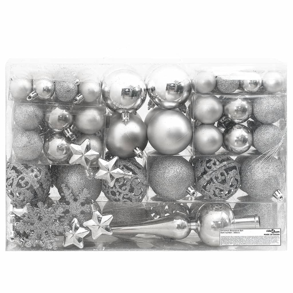 Vidaxl 111-part Christmas ball set polystyrene silver colored