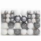 Vidaxl 111 partes Juego de bolas de Navidad Poliestireno blanco y gris