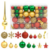 Vidaxl 112 partes Juego de bolas de Navidad de poliestireno de color verde rojo y dorado