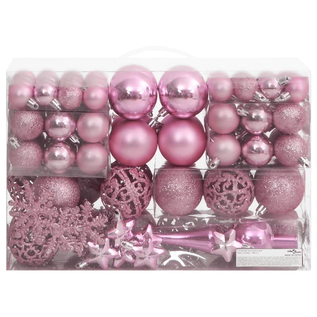 VIDAXL 111-DEL JULBALL SET POLYSTYRE PINK