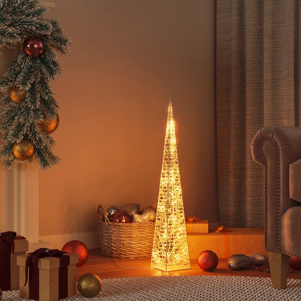 Cône d'éclairage de Noël Vidaxl avec 30 LED blancs chauds 60 cm acrylique