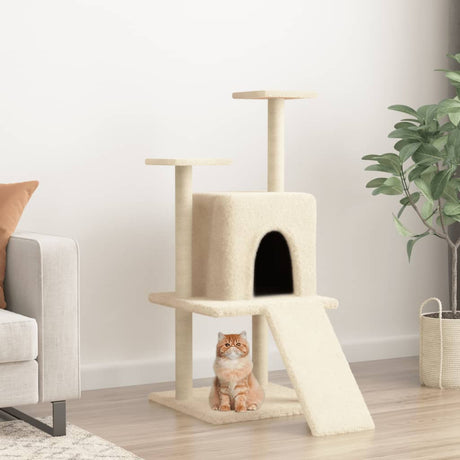 Vidaxl meuble pour chat avec griffoirs en sisal 110 cm couleur crème