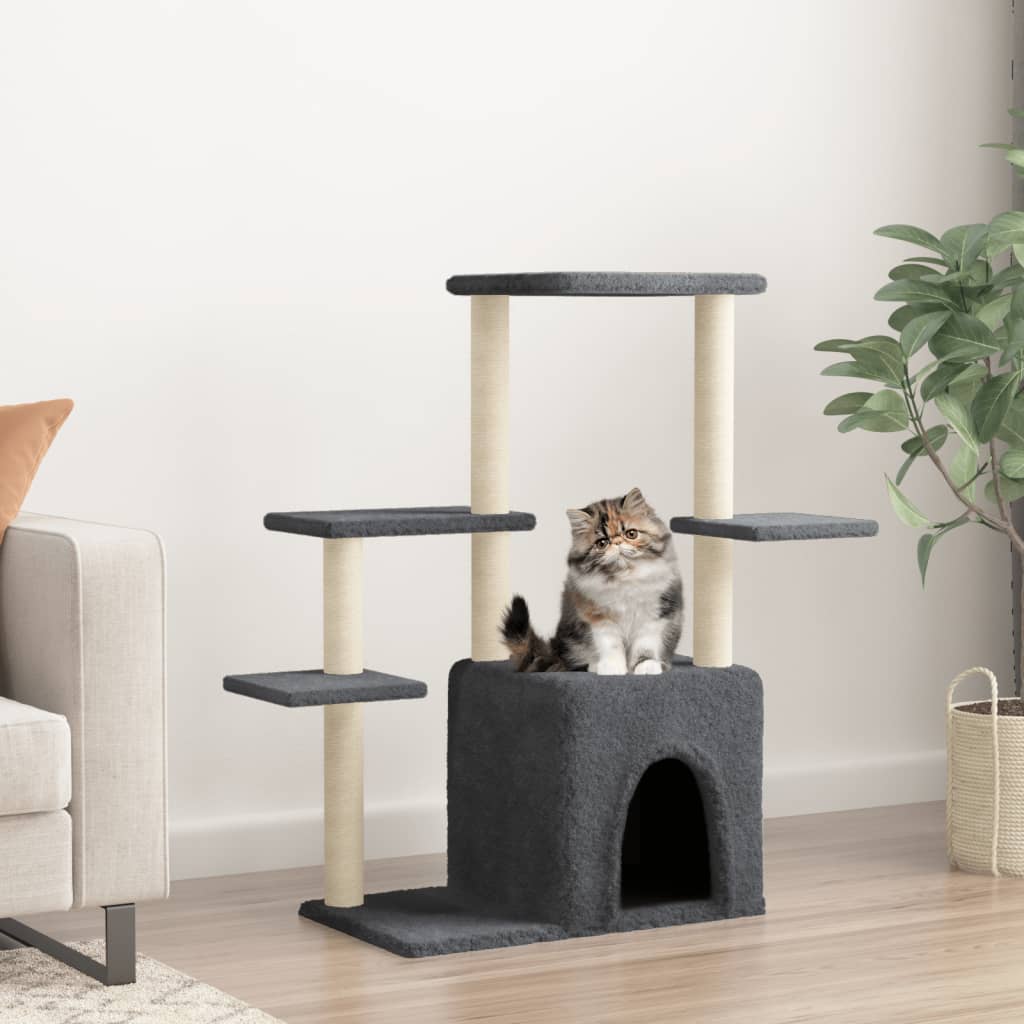 Muebles de gato de Vidaxl con postes de rascado de sisal 97.5 cm de gris oscuro