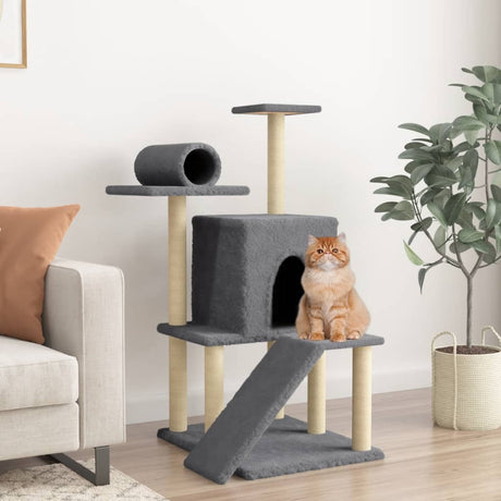 Vidaxl Cat Meubles avec Sisal Scratch Posts 110,5 cm Gris foncé