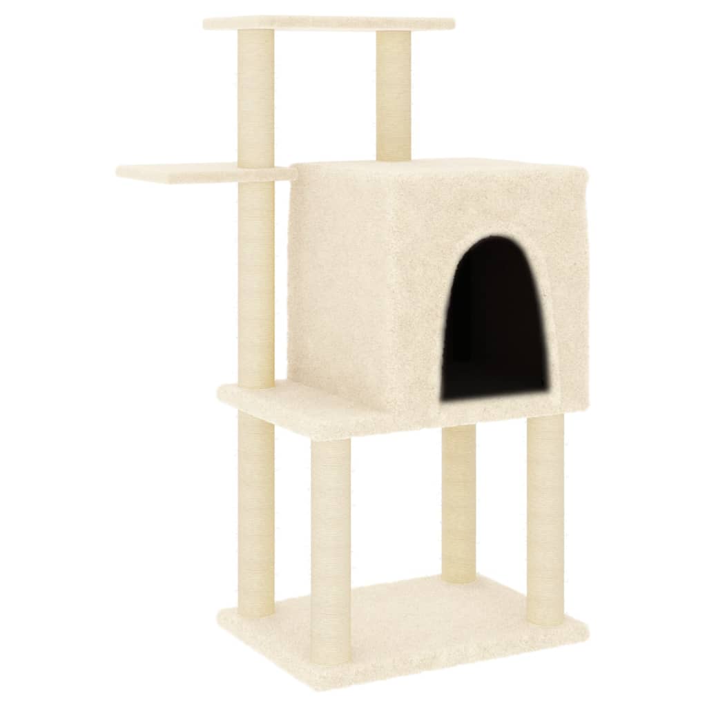 VidaXL cat furniture with sisal scratching posts 97 cm cream -colored