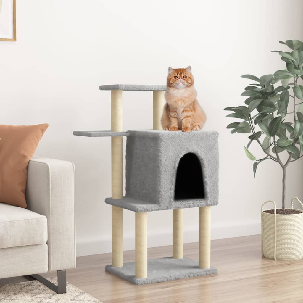 Vidaxl cat furniture with sisal scratching posts 97 cm light gray