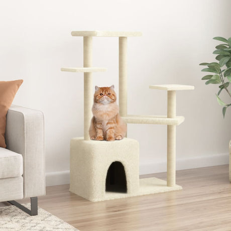 Vidaxl Cat Meubles avec Sisal Scratch Posts 107,5 cm Crème -Colored