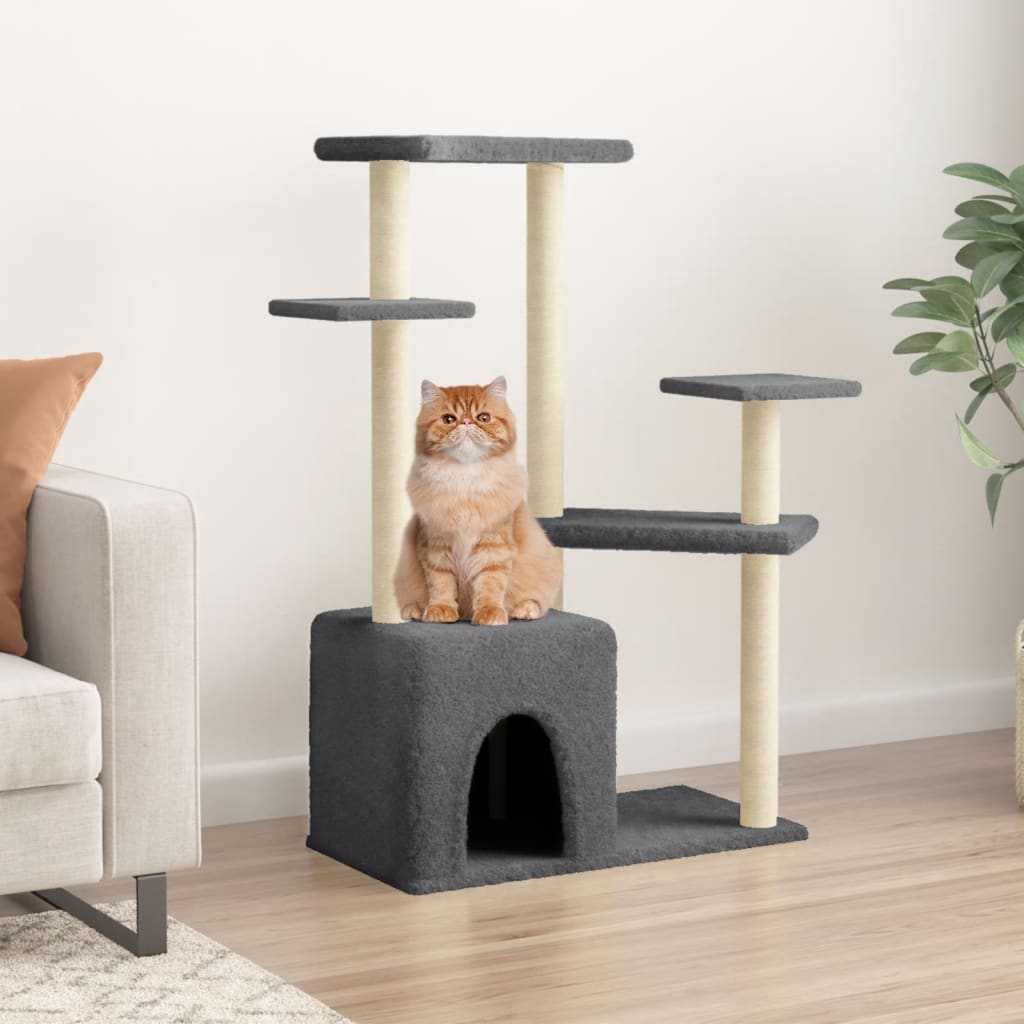 Vidaxl cat furniture with sisal scratching posts 107.5 cm dark gray