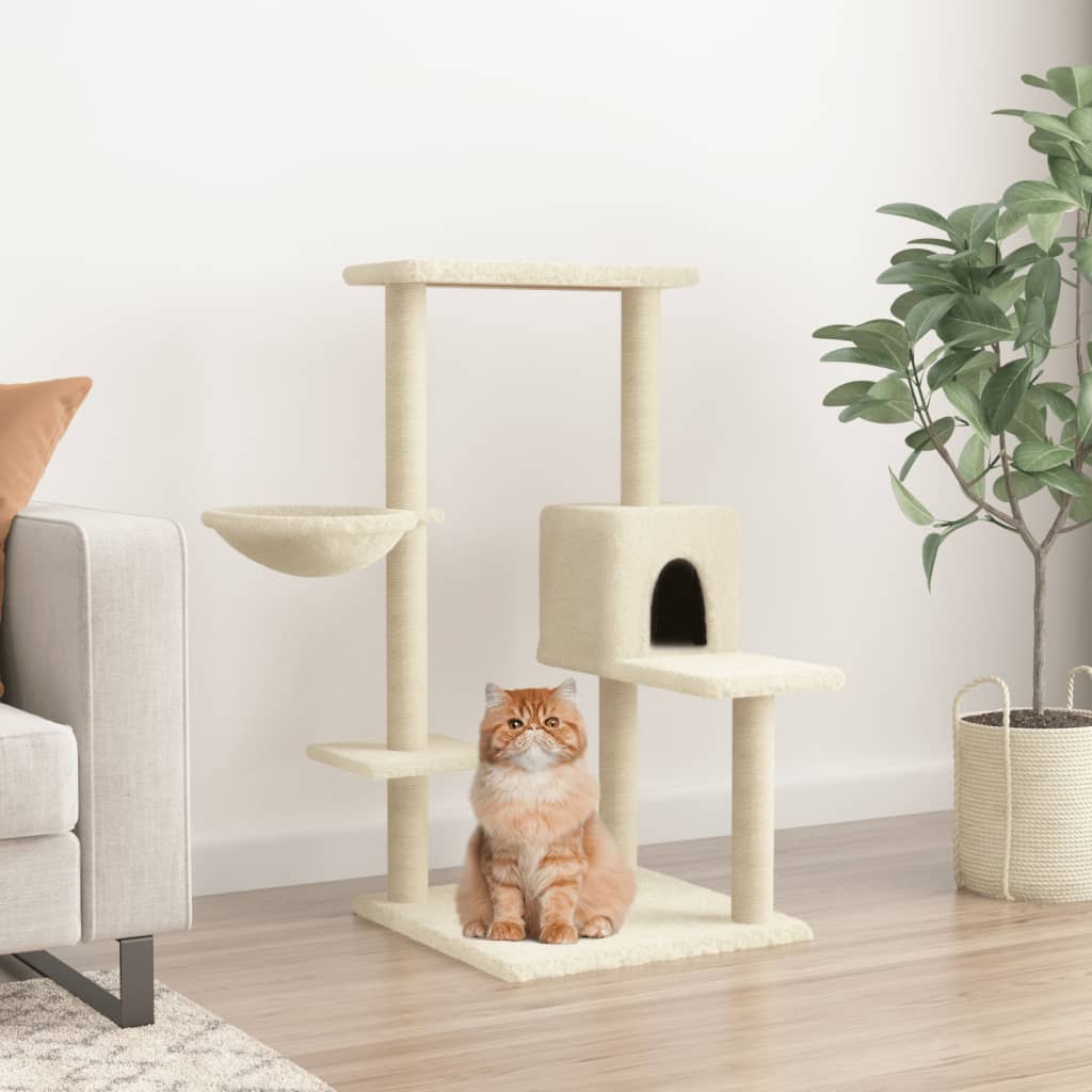 VidaXL cat furniture with sisal scratching posts 95 cm cream -colored