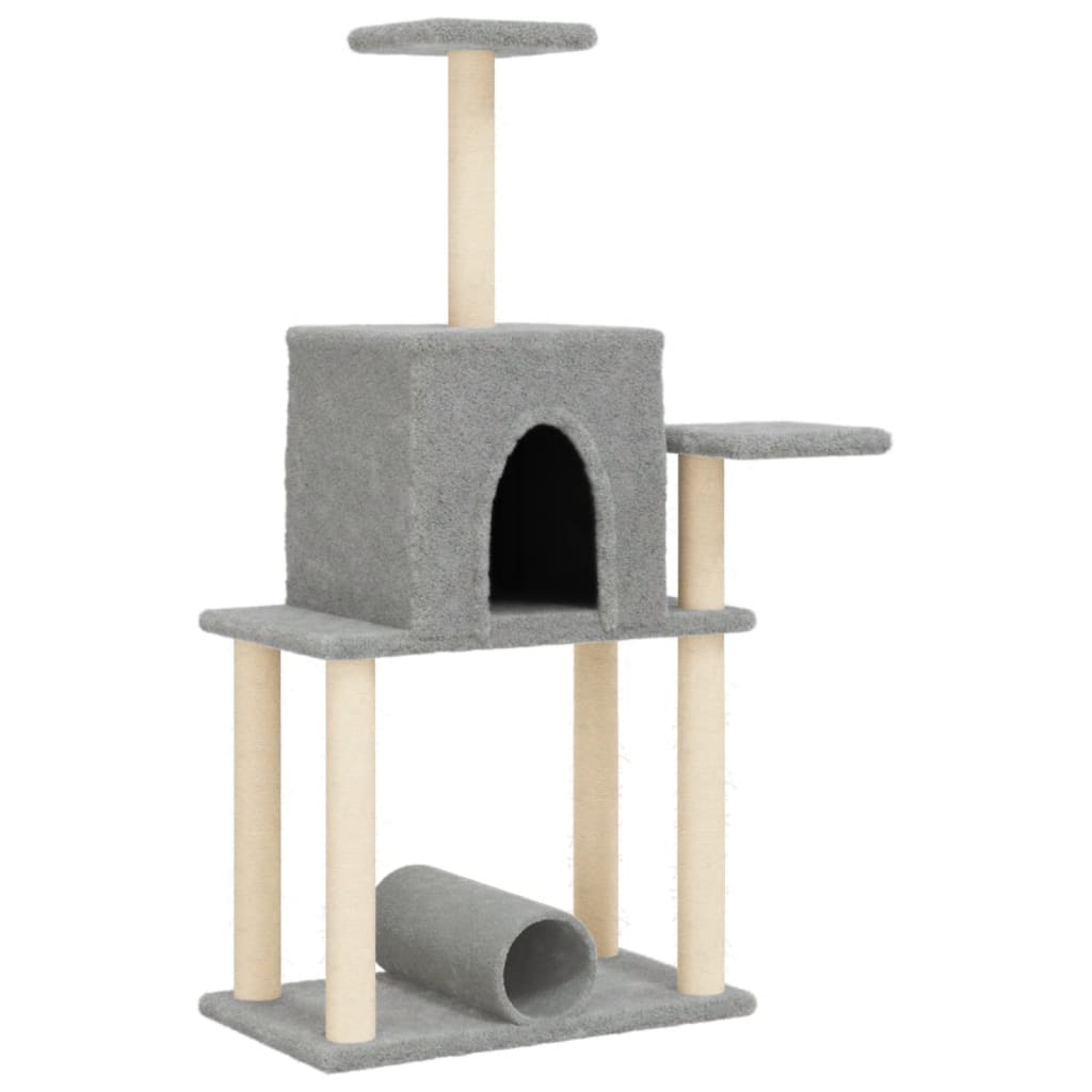 Muebles de gato de Vidaxl con postes de rascado de sisal 122 cm de gris claro