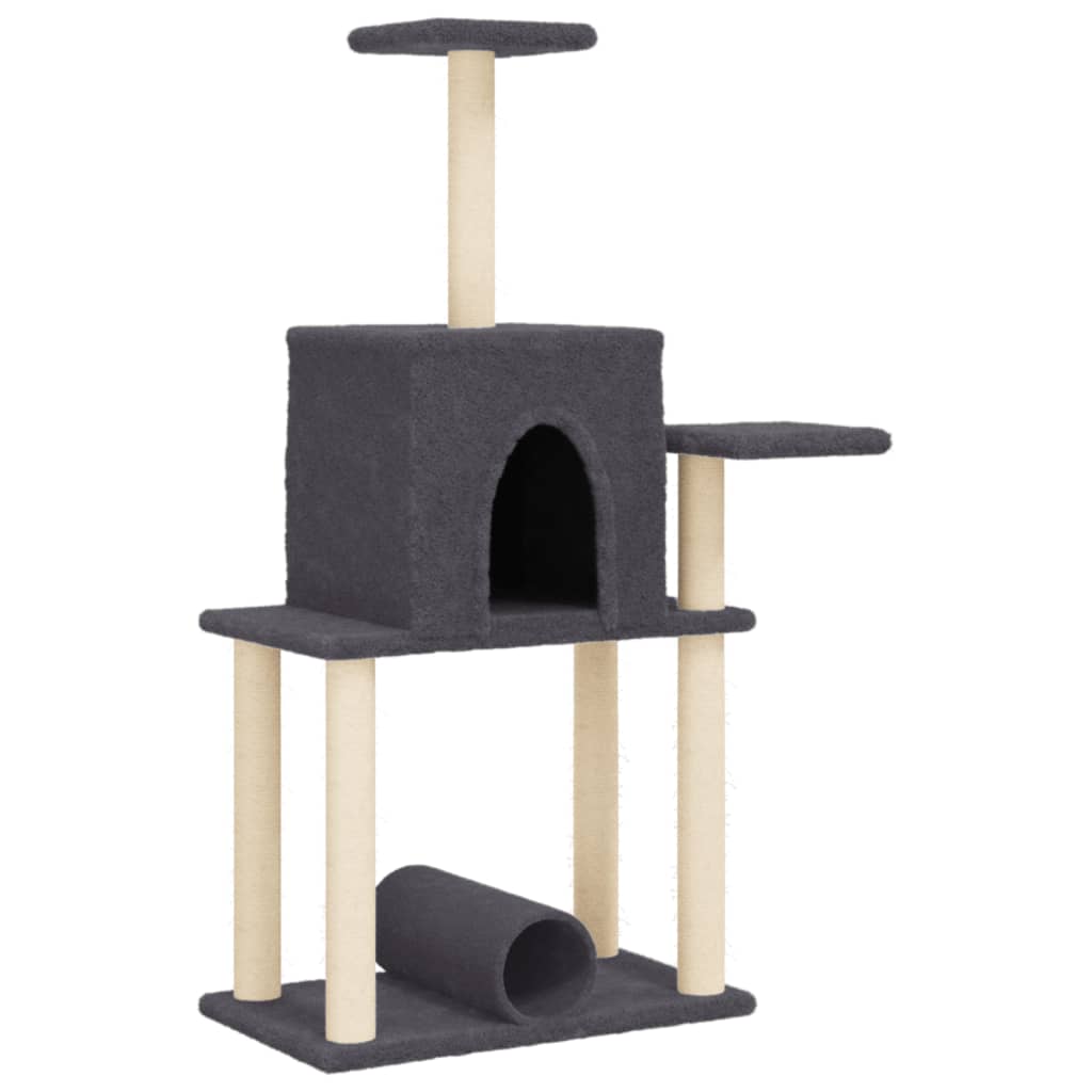 Vidaxl cat furniture with sisal scratching posts 122 cm dark gray