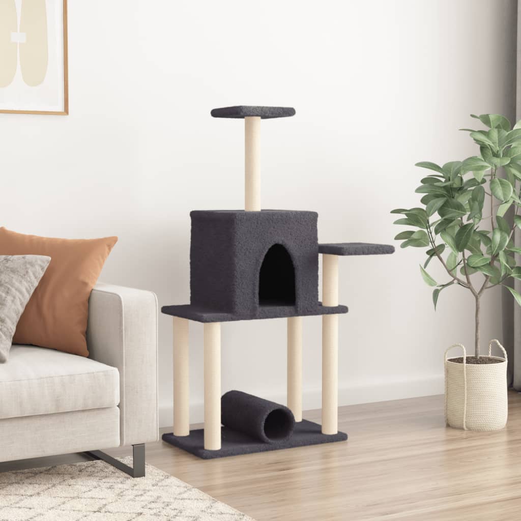 Vidaxl cat furniture with sisal scratching posts 122 cm dark gray