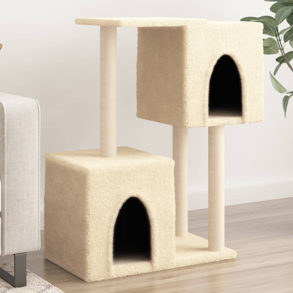 Muebles de gato de Vidaxl con postes de rascado de sisal de 86 cm de crema