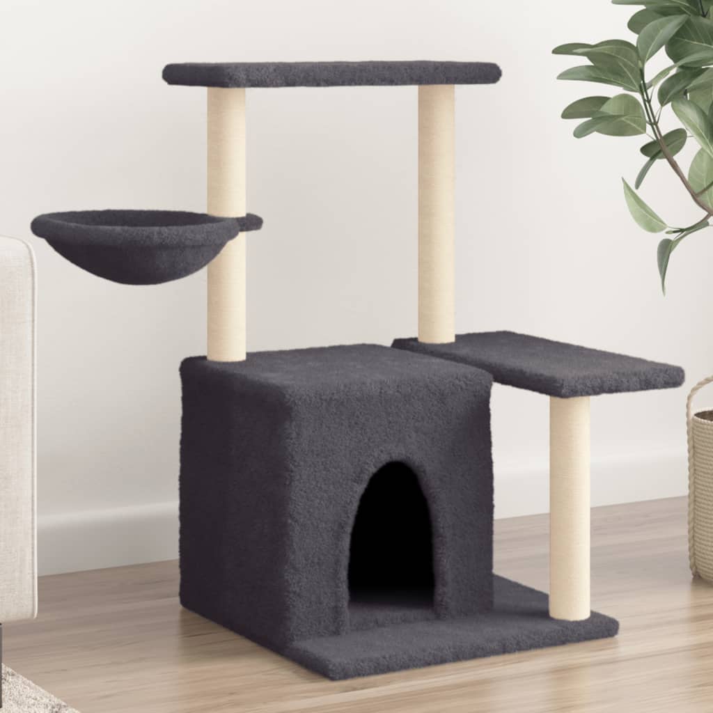 Muebles de gato de Vidaxl con postes de rascado de sisal 83 cm de gris oscuro