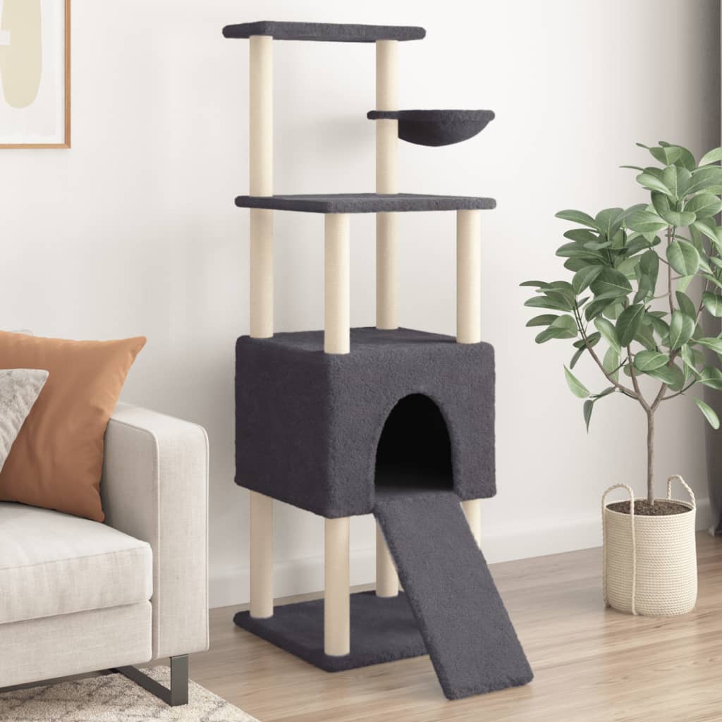 Vidaxl meuble pour chat avec griffoirs en sisal 153 cm gris foncé