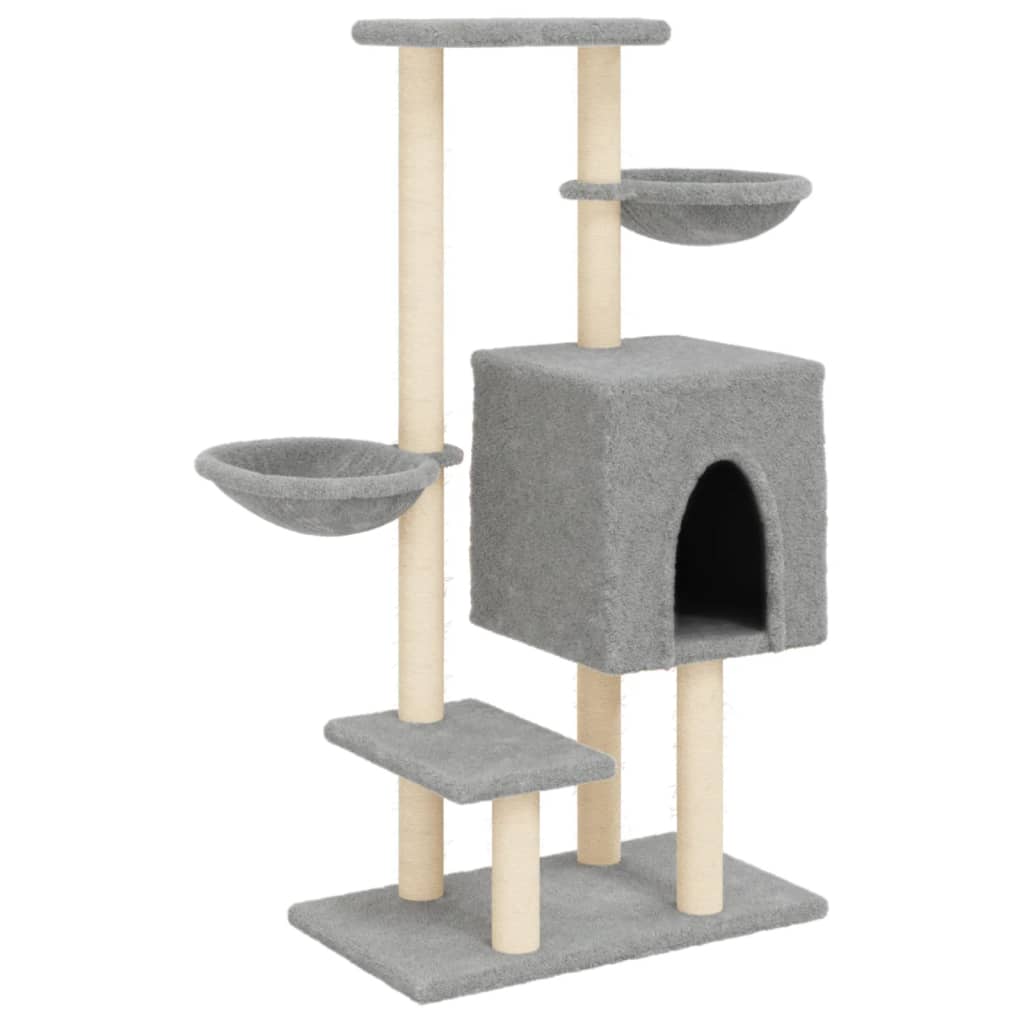 Muebles de gato de Vidaxl con postes de rascado de sisal 117 cm de gris claro