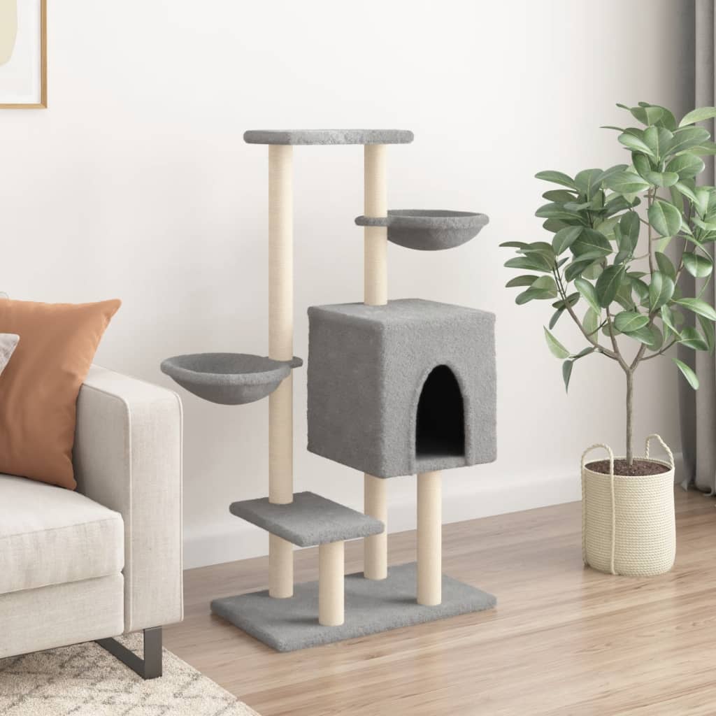 Vidaxl cat furniture with sisal scratching posts 117 cm light gray