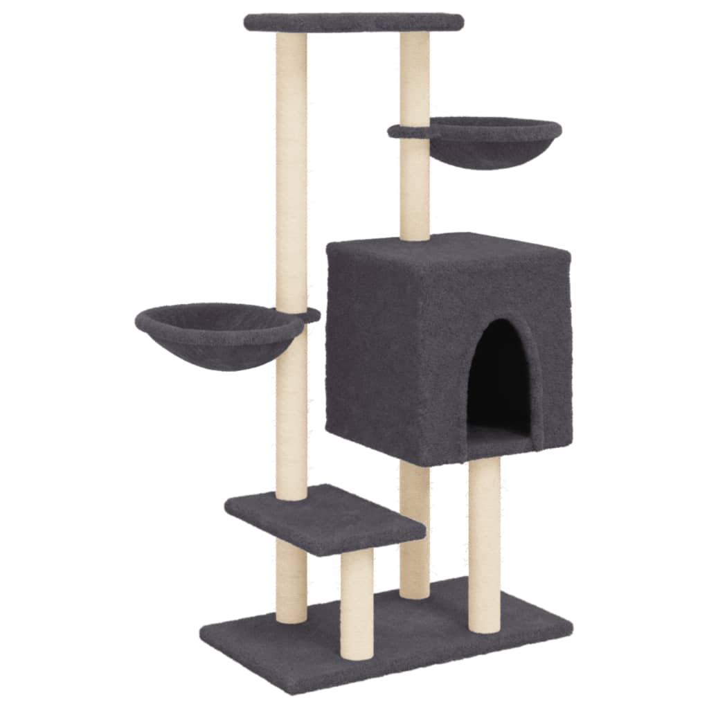 Muebles de gato de Vidaxl con postes de rascado de sisal 117 cm de gris oscuro