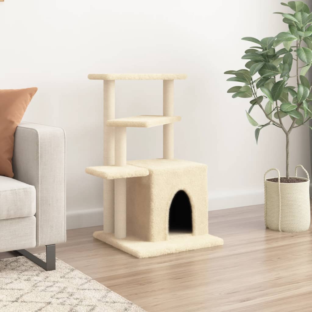 Vidaxl cat furniture with sisal scratching posts 83.5 cm cream -colored