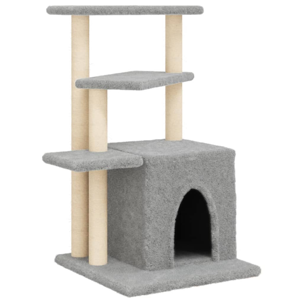 Muebles de gato de Vidaxl con postes de rascado de sisal 83.5 cm de gris claro