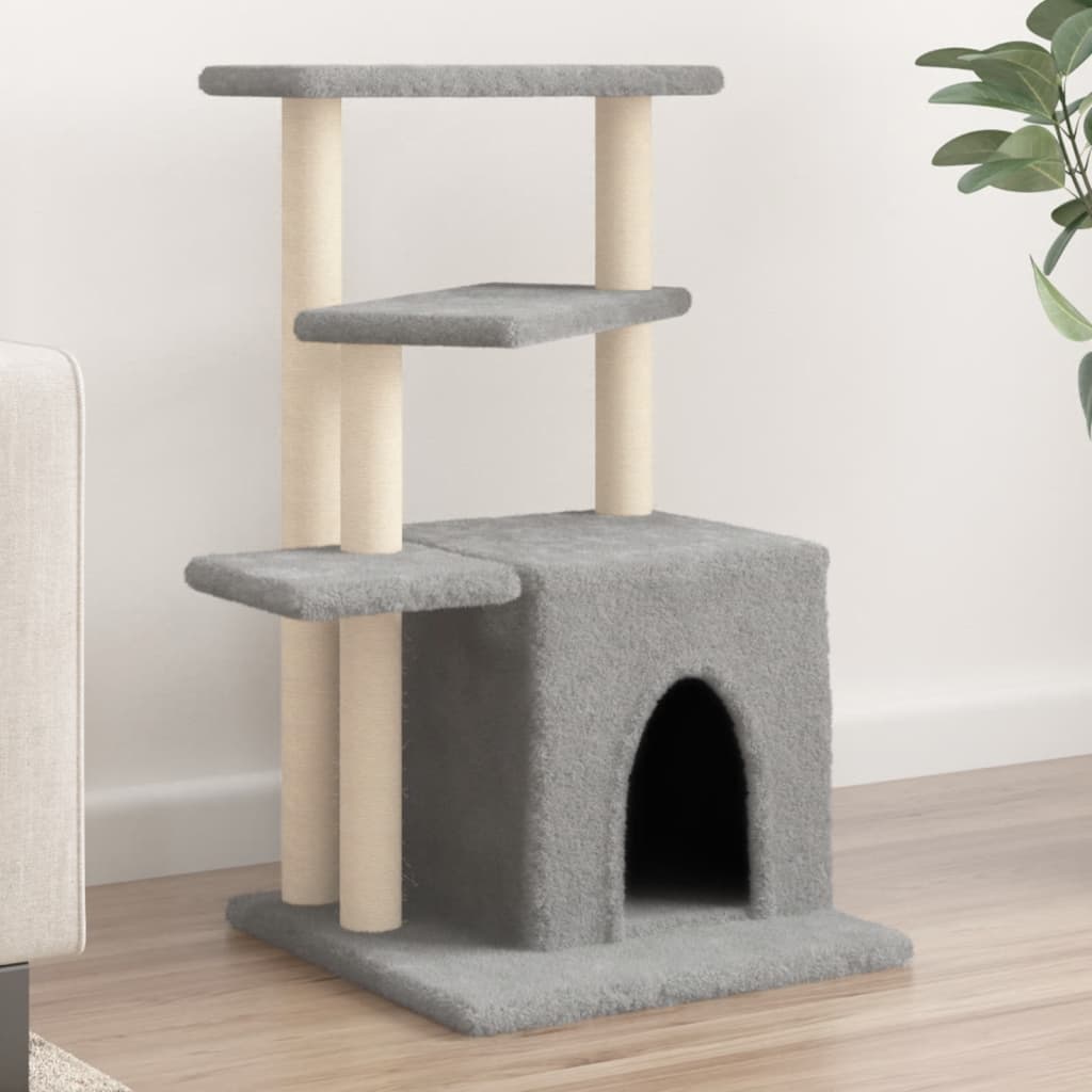 Muebles de gato de Vidaxl con postes de rascado de sisal 83.5 cm de gris claro