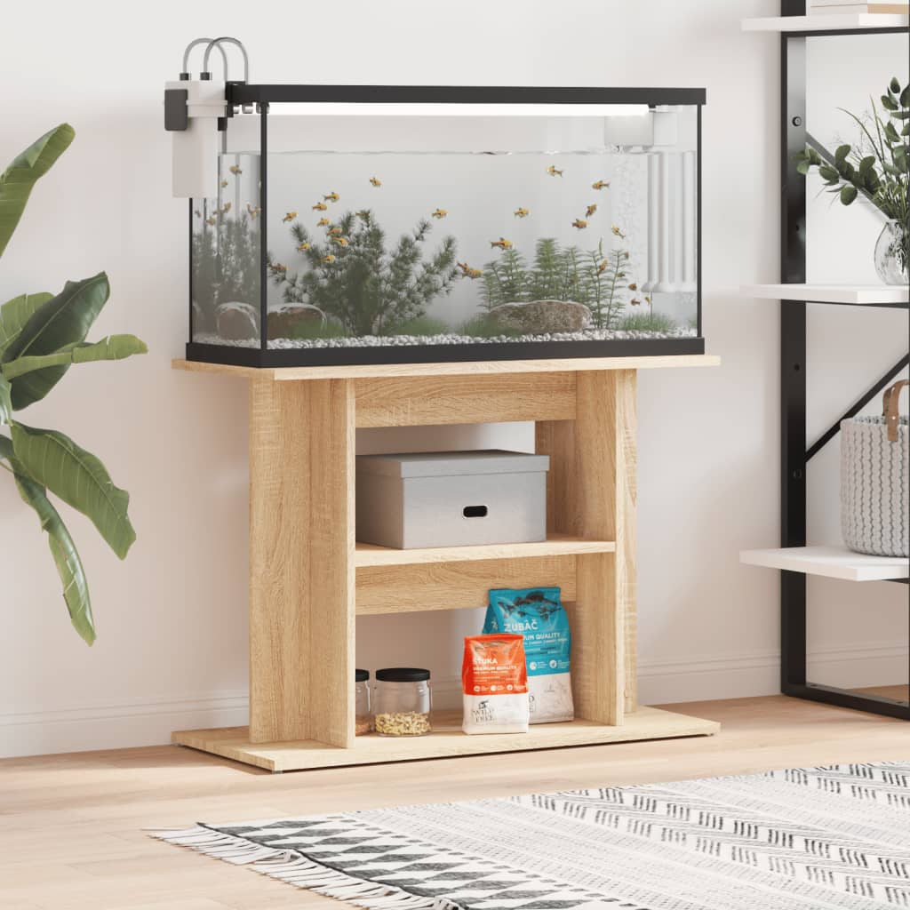 VIDAXL Aquarium Standard 80x35x60 cm verarbeitetes Holz Sonoma Eiche gefärbt