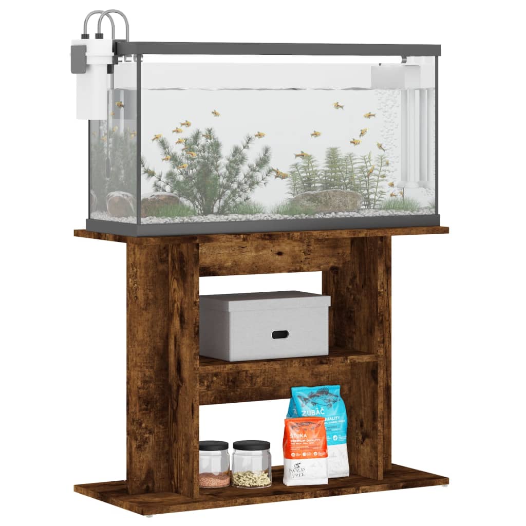 VIDAXL Aquarium Standard 80x35x60 cm Propertiertes Holzgeräuchchen -Eiche gefärbt