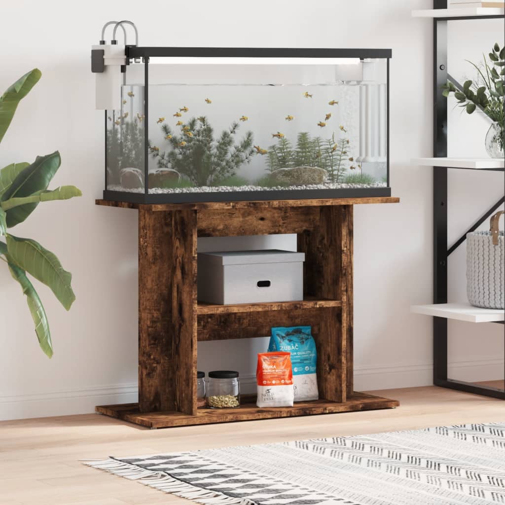 VIDAXL Aquarium Standard 80x35x60 cm Propertiertes Holzgeräuchchen -Eiche gefärbt