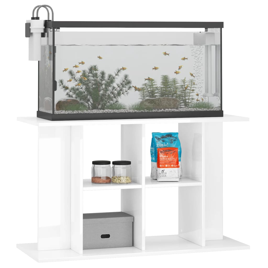 Vidaxl Aquarium Standard 100x40x60 cm veraarbecht Holz héich Glanz wäiss