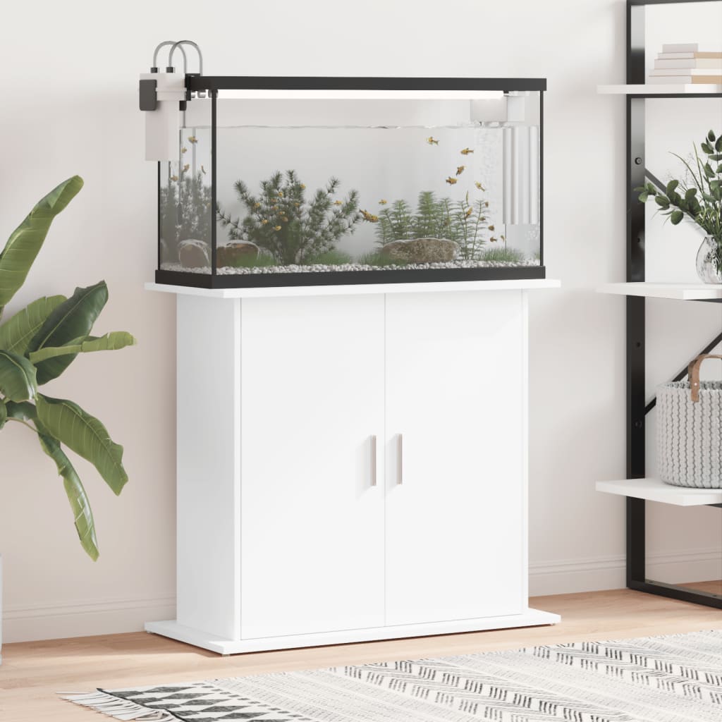 Estándar de Aquarium Vidaxl 81x36x73 cm de madera procesada blanca