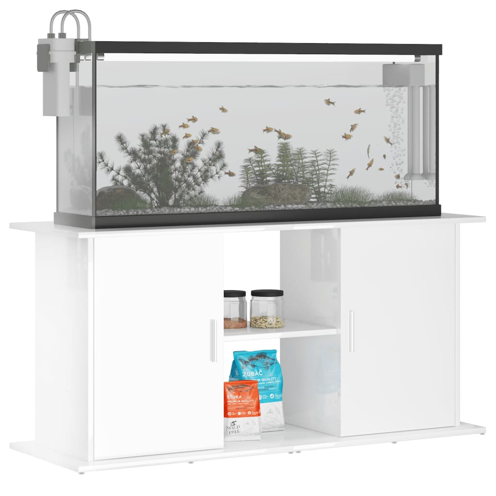 Vidaxl Aquarium Standard 121x41x58 cm verarbeitetes Holz Hochglanz weiß