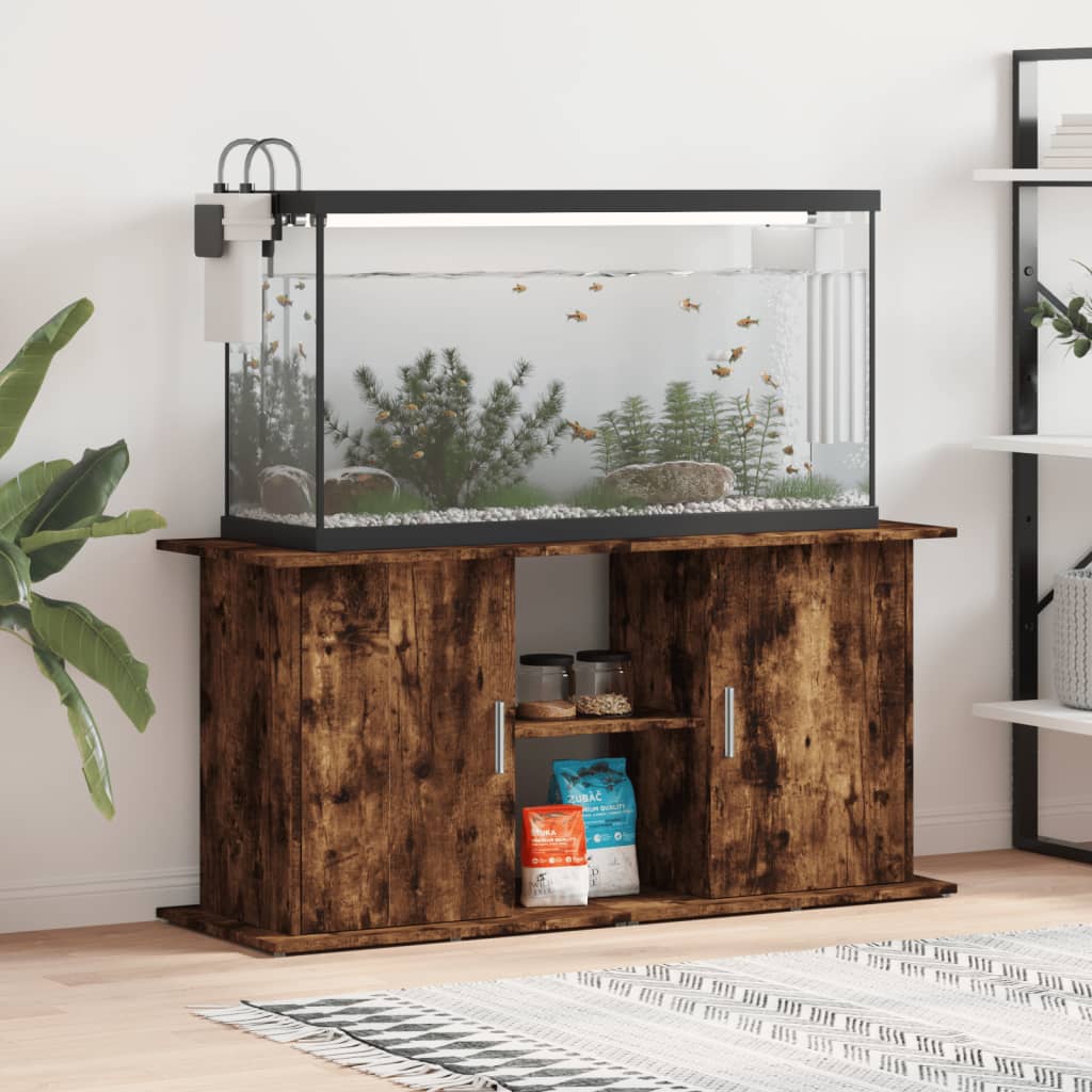 VidaXL Aquarium Standard 121x41x58 cm Processed Wood Smoked Oak color