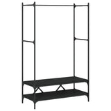 Rack de vêtements vidaxl avec étagères en bois transformé noir