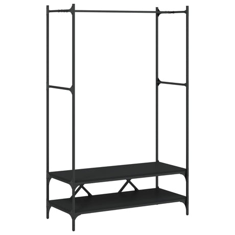 Rack de vêtements vidaxl avec étagères en bois transformé noir