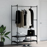 Rack de vêtements vidaxl avec étagères en bois transformé noir
