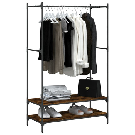 Rack de vêtements Vidaxl avec étagères en bois fumé en bois -colore
