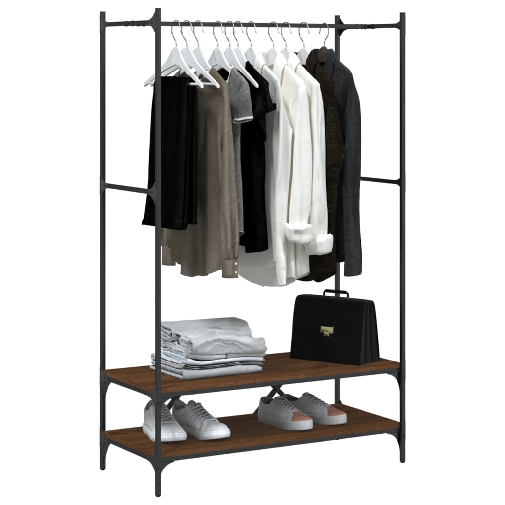 Rack de vêtements vidaxl avec étagères transformées en bois brun chêne couleur