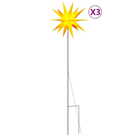 Lampes de Noël Vidaxl avec goupille de terre et LED 3 ST 35 cm jaune