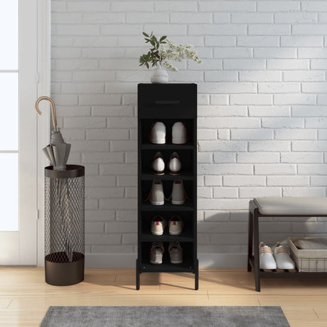 Vidaxl schoenenkast 30x35x105 cm bewerkt hout zwart