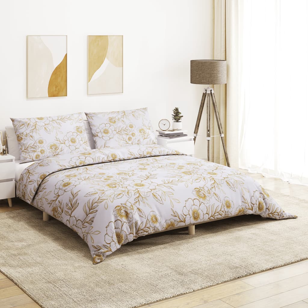 Vidaxl Duvet Superay Set da 140x200 cm di cotone bianco e marrone